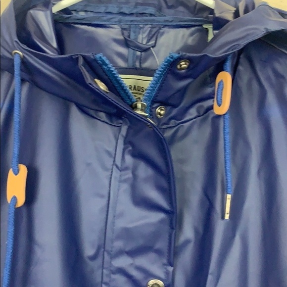 Levi's Blue Rain Jacket Trench Coat Hooded XS Long Line Snap Buttons Winter - Picture 2 of 7
